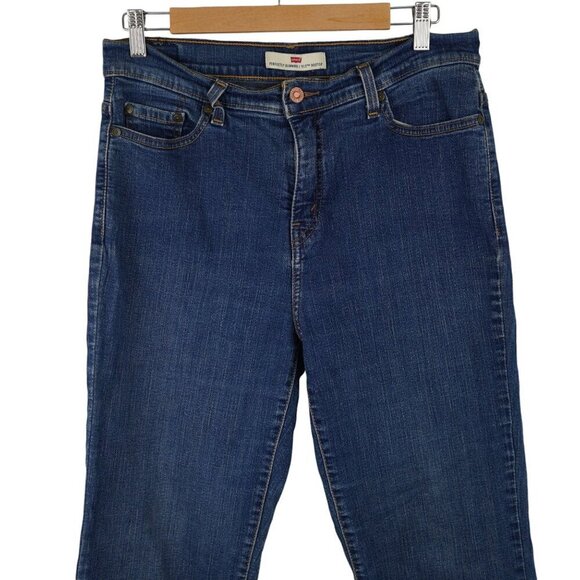 Levis 512 Perfectly Slimming Bootcut Jeans Dark Wash Cotton Blend Size 14M - Picture 2 of 8